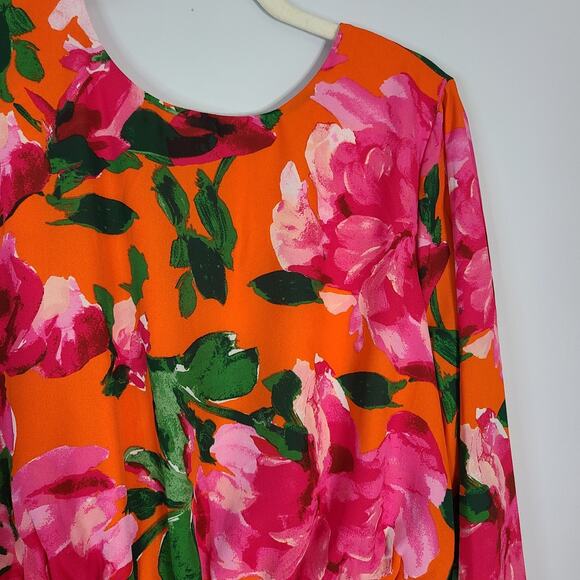 LULU'S Sweetest Song Orange Floral Backless Long Sleeve Romper Medium Summer NEW - Picture 6 of 15